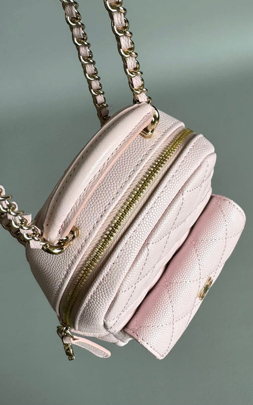 CHANEL MINI 18 BACKPACK PINK CAVIAR LIGHT GOLD HARDWARE
