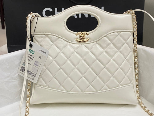 CHANEL MINI 23 SHOPPING BAG IN WHITE CALFSKIN