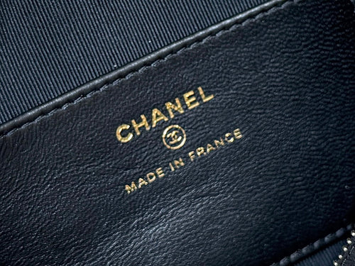 CHANEL MEITO BOSTON MATELASSE CAVIAR SHOULDER HANDBAG 18 IN BLACK LAMBSKIN